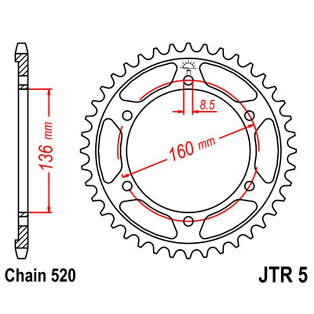 JT SPROCKETS SPROCKET REAR 520 45T (JTR5.45) - DRIVEN Canada's Powersports 824225305456JTR5.45