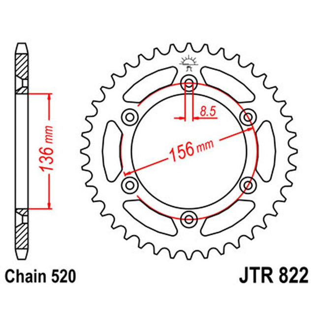 JT SPROCKETS SPROCKET REAR 520 45T (JTR822.45) - DRIVEN Canada's Powersports 824225307665JTR822.45