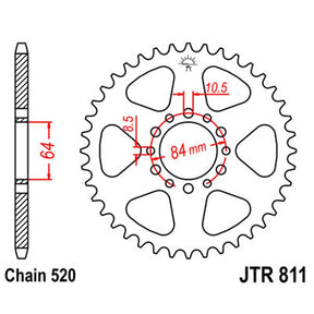 JT SPROCKETS SPROCKET REAR 520 46T (JTR811.46) - DRIVEN Canada's Powersports 824225307214JTR811.46