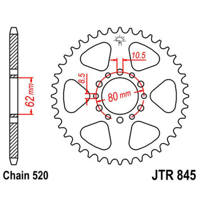 JT SPROCKETS SPROCKET REAR 520 46T (JTR845.46) - DRIVEN Canada's Powersports 824225308846JTR845.46