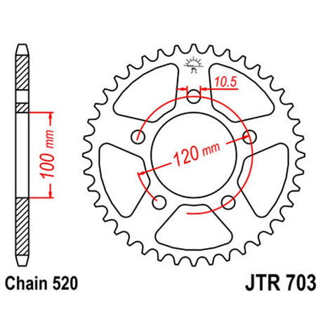 JT SPROCKETS SPROCKET REAR 520 47T (JTR703.47) - DRIVEN Canada's Powersports 824225311358JTR703.47