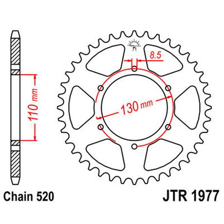 JT SPROCKETS SPROCKET REAR 520 48T (JTR1977.48) - DRIVEN Canada's Powersports 824225301878JTR1977.48