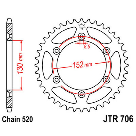JT SPROCKETS SPROCKET REAR 520 48T (JTR706.48) - DRIVEN Canada's Powersports 824225311365JTR706.48