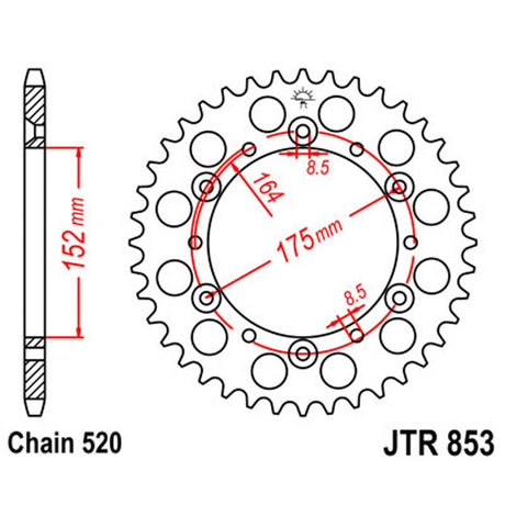 JT SPROCKETS SPROCKET REAR 520 52T (JTR853.52) - DRIVEN Canada's Powersports 824225309171JTR853.52