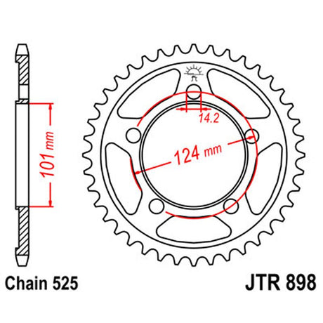 JT SPROCKETS SPROCKET REAR 525 38T (JTR898.38) - DRIVEN Canada's Powersports 824225310900JTR898.38