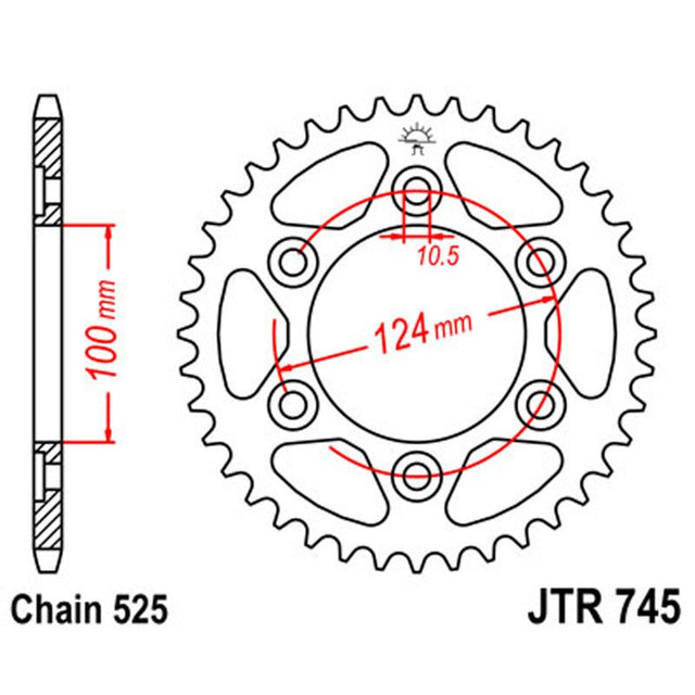 JT SPROCKETS SPROCKET REAR 525 43T (JTR745.43) - DRIVEN Canada's Powersports 824225310078JTR745.43