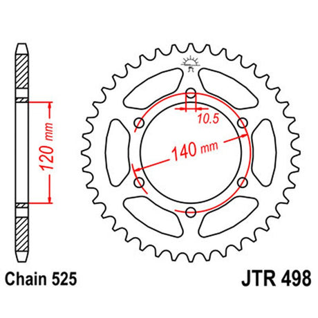 JT SPROCKETS SPROCKET REAR 525 44T (JTR498.44) - DRIVEN Canada's Powersports 824225305289JTR498.44