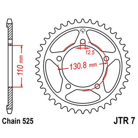 JT SPROCKETS SPROCKET REAR 525 44T (JTR7.44) - DRIVEN Canada's Powersports 824225311679JTR7.44