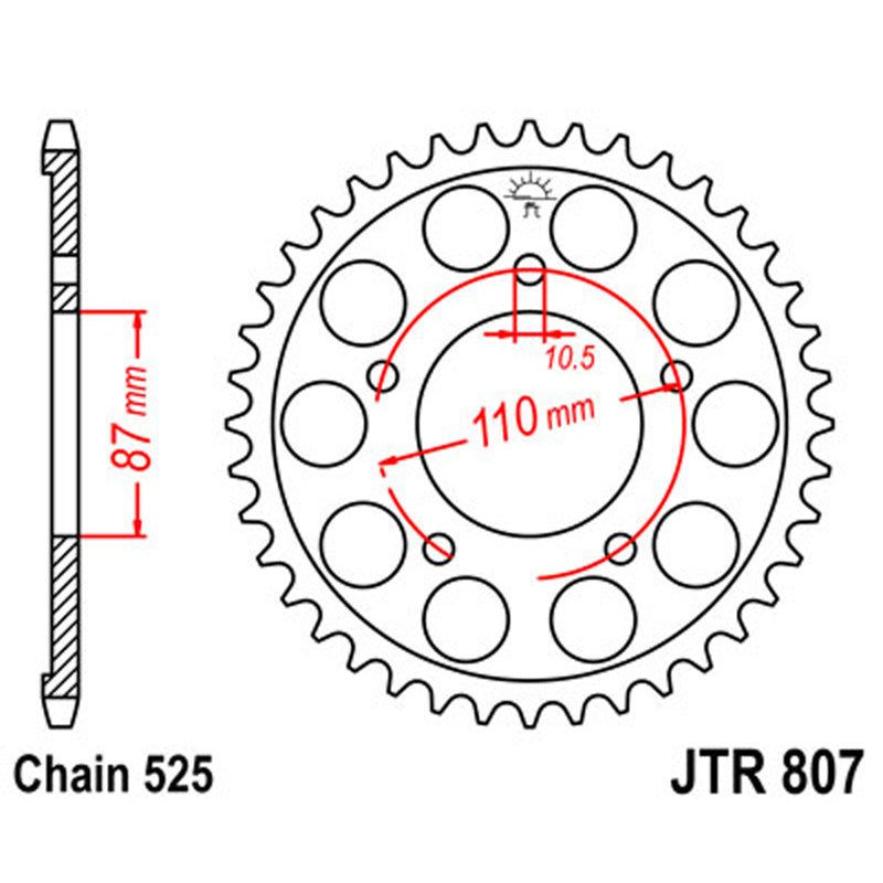 JT SPROCKETS SPROCKET REAR 525 44T (JTR807.44) - DRIVEN Canada's Powersports 824225306804JTR807.44
