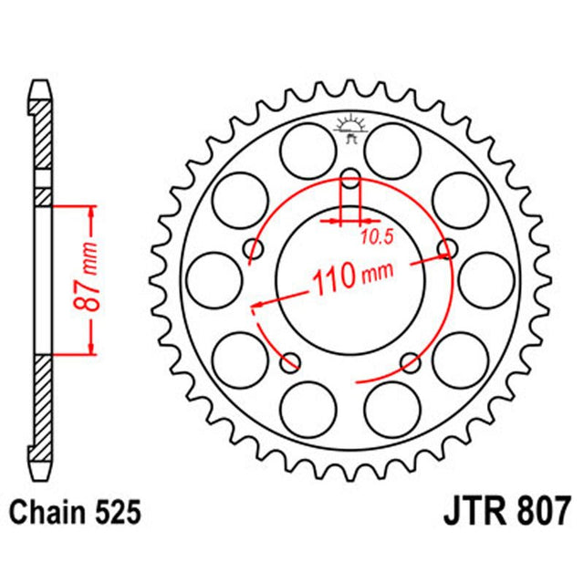 JT SPROCKETS SPROCKET REAR 525 44T (JTR807.44) - DRIVEN Canada's Powersports 824225306804JTR807.44