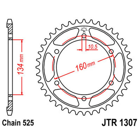 JT SPROCKETS SPROCKET REAR 525 45T (JTR1307.45) - DRIVEN Canada's Powersports 824225300383JTR1307.45