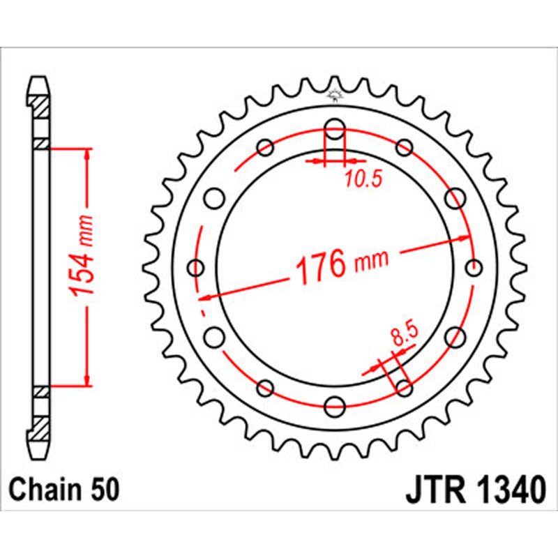 JT SPROCKETS SPROCKET REAR 530 44T (JTR1340.44) - DRIVEN Canada's Powersports 824225311716JTR1340.44