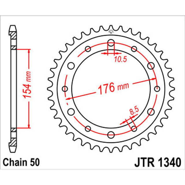 JT SPROCKETS SPROCKET REAR 530 44T (JTR1340.44) - DRIVEN Canada's Powersports 824225311716JTR1340.44