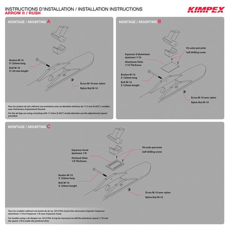 KIMPEX ARROW II & RUSH SKI ADAPTOR KIT (272620) - DRIVEN Canada's Powersports 779422505157272620