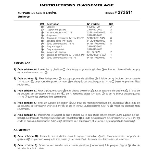 KIMPEX CHAINSAW BRACKET (2810017/18) - DRIVEN Canada's Powersports 7794206978782810017/18