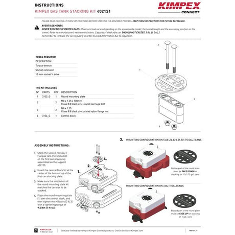 KIMPEX CONNECT GAS TANK STACKING KIT 1 DESIGNED TO STACK TANKS (402121) - DRIVEN Canada's Powersports 779421816407402121