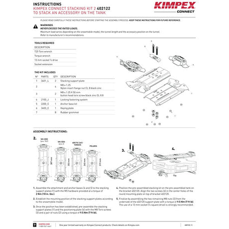 KIMPEX CONNECT STACKING KIT 2 DESIGNED TO STACK AN ACCESSORY ON THE TANK (402222) - DRIVEN Canada's Powersports 779421895655402222