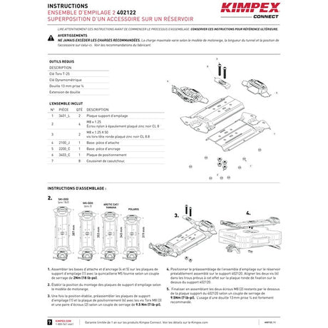 KIMPEX CONNECT STACKING KIT 2 DESIGNED TO STACK AN ACCESSORY ON THE TANK (402222) - DRIVEN Canada's Powersports 779421895655402222