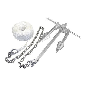 KIMPEX GALVANIZED 8 CAST IRON FLUKE CLAW ANCHOR KIT W/50' OF ANCHOR LINE (50577) - DRIVEN Canada's Powersports 76356250577150577