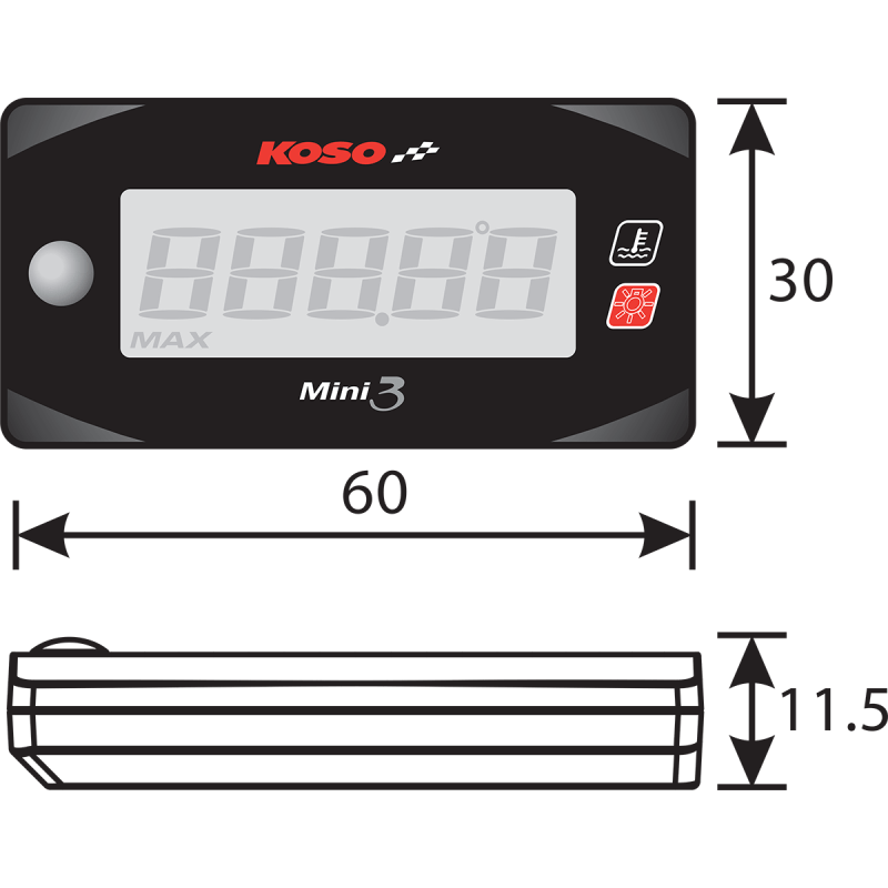 KOSO NORTH AMERICA MINI 3 CYLINDER HEAD TEMPERATURE METER HONDA GROM (BA003245) - DRIVEN Canada's Powersports BA003245BA003245