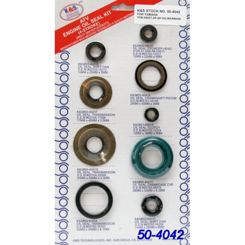 K&S TECHNOLOGIES ENGINE OIL SEALS KIT (50 - 4042) - DRIVEN Canada's Powersports 68896599351550 - 4042