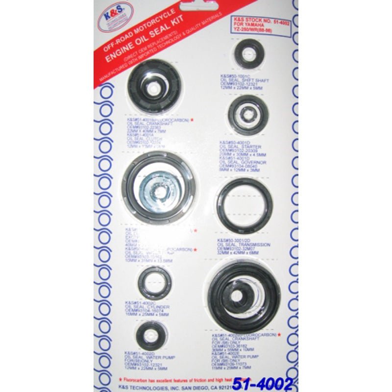K&S TECHNOLOGIES ENGINE OIL SEALS KIT (51 - 4002) - DRIVEN Canada's Powersports 68896599395951 - 4002