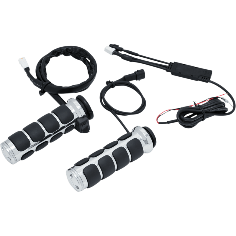 KURYAKYN HEATED ISO - GRIPS FOR DUAL CABLE THROTTLE, CHROME PN 6470 (424867) - DRIVEN Canada's Powersports 191209041960424867