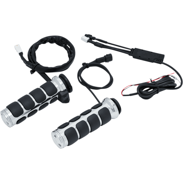 KURYAKYN HEATED ISO - GRIPS FOR DUAL CABLE THROTTLE, CHROME PN 6470 (424867) - DRIVEN Canada's Powersports 191209041960424867