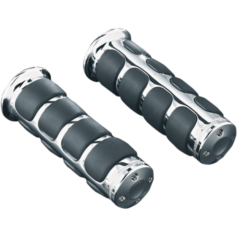 KURYAKYN ISO GRIPS W/CHROME TRIM RINGS 7/8" BAR PN 6180 (497163) - DRIVEN Canada's Powersports 191209004026497163