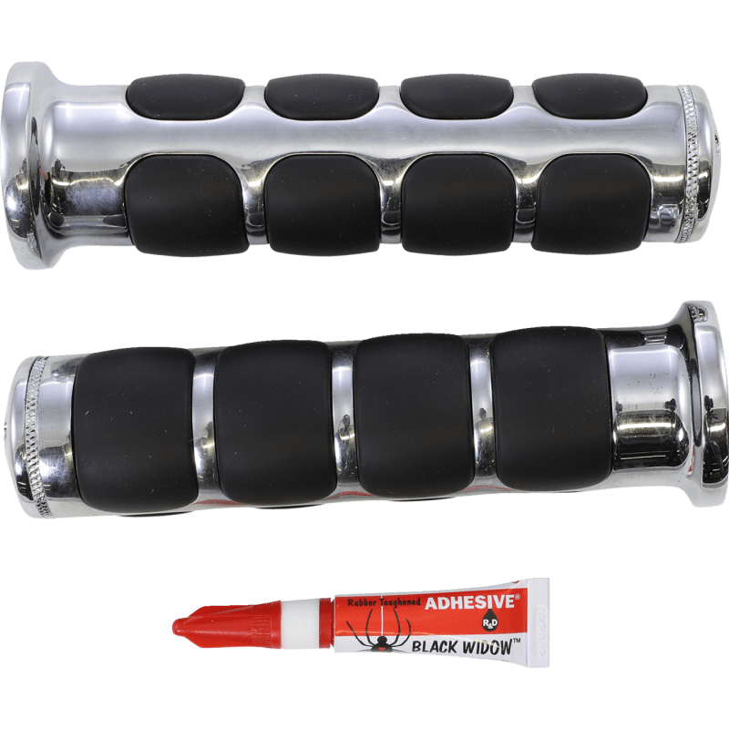 KURYAKYN ISO GRIPS W/CHROME TRIM RINGS 7/8" BAR PN 6180 (497163) - DRIVEN Canada's Powersports 191209004026497163