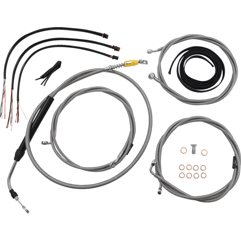 LA CHOPPERS HANDLEBAR CABLE KIT 18" 20" WITH WIRING STAINLESS (LA - 8058KT2 - 19) - DRIVEN Canada's Powersports LA - 8058KT2 - 19