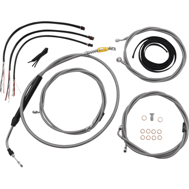 LA CHOPPERS HANDLEBAR CABLE KIT 18" 20" WITH WIRING STAINLESS (LA - 8058KT2 - 19) - DRIVEN Canada's Powersports LA - 8058KT2 - 19