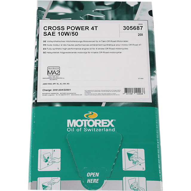 MOTOREX CROSS POWER 4T 10W50 20L (305687) - DRIVEN Canada's Powersports 305687