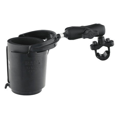RAM MOUNTS LEVEL CUP HOLDER HANDLEBAR U-BOLT BASE (RAM-B-132RU) 3/4 Left - Driven Powersports