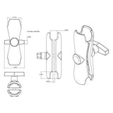 RAM MOUNTS DOUBLE SOCKET ARM FOR BALL (RAM - 201U) - DRIVEN Canada's Powersports 793442001215RAM - 201U