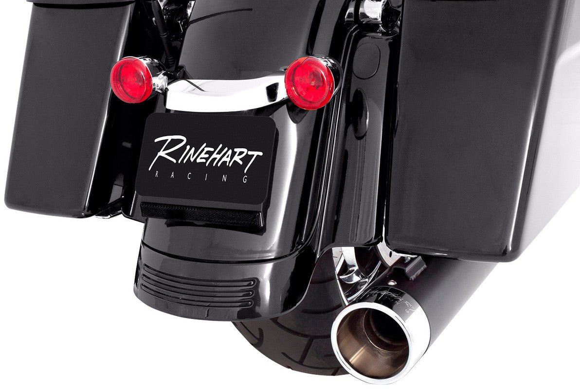 RINEHART RACING 09-16 FLH 2:1 SYSTEM END CAP Black White/Chrome Other - Driven Powersports