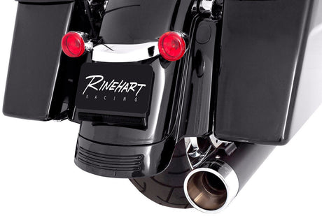 RINEHART RACING 09-16 FLH 2:1 SYSTEM END CAP Black White/Chrome Other - Driven Powersports