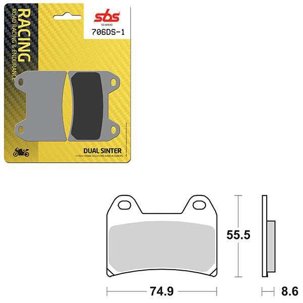 SBS DS - 1 DUAL SINTER DYNAMIC RACING CONCEPT FRONT BRAKE PAD (6370706108) - DRIVEN Canada's Powersports 6370706108