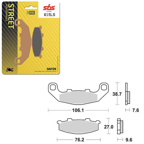 SBS PERFORMANCE LS SINTER REAR BRAKE PAD (6260615108) - DRIVEN Canada's Powersports 6260615108