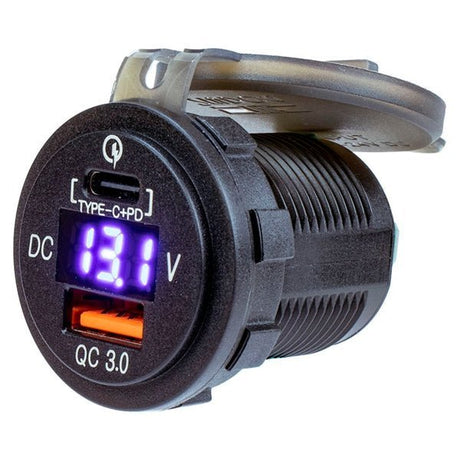 Sea - Dog USB 3.0 & USB - C Power Socket With Voltmeter - DRIVEN Canada's Powersports 035514433693426511-1