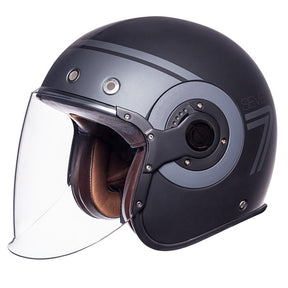 SMK HELMETS RETRO JET HELMET SEVEN BLACK/GREY (MATTE) (XS) - DRIVEN Canada's Powersports 89026134245441000031523