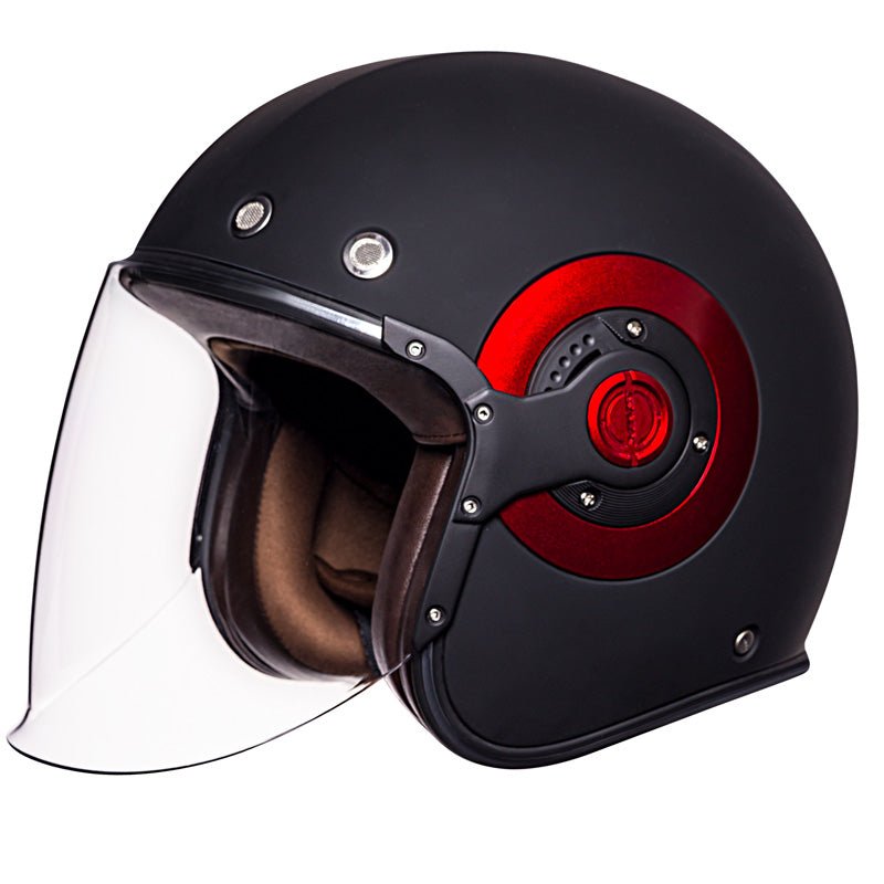 SMK HELMETS RETRO JET HELMET SOLID BLACK/RED (MATTE) (XS) - DRIVEN Canada's Powersports 89026134240941000031478