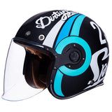 SMK HELMETS RETRO JET HELMET SPEED TT BLACK/WHITE/BLUE (MATTE) (XL) - DRIVEN Canada's Powersports 89026134246361000031532