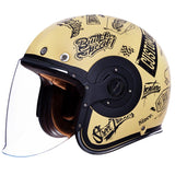 SMK HELMETS RETRO JET HELMET TRACKER BEIGE/BLACK (MATTE) (XL) - DRIVEN Canada's Powersports 89026134247351000031542