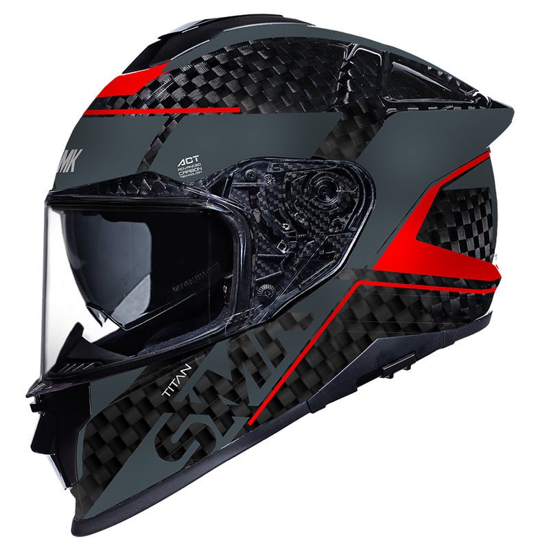 SMK HELMETS TITAN CARBON HELMET NERO BLACK/GREY/WHITE (S) - DRIVEN Canada's Powersports 89026138235901000031140
