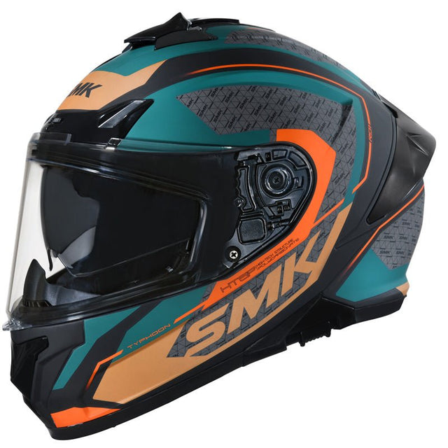 SMK HELMETS TYPHOON HELMET - RD1 BLACK/GREEN/ORANGE (MATTE) (XS) XS - Driven Powersports