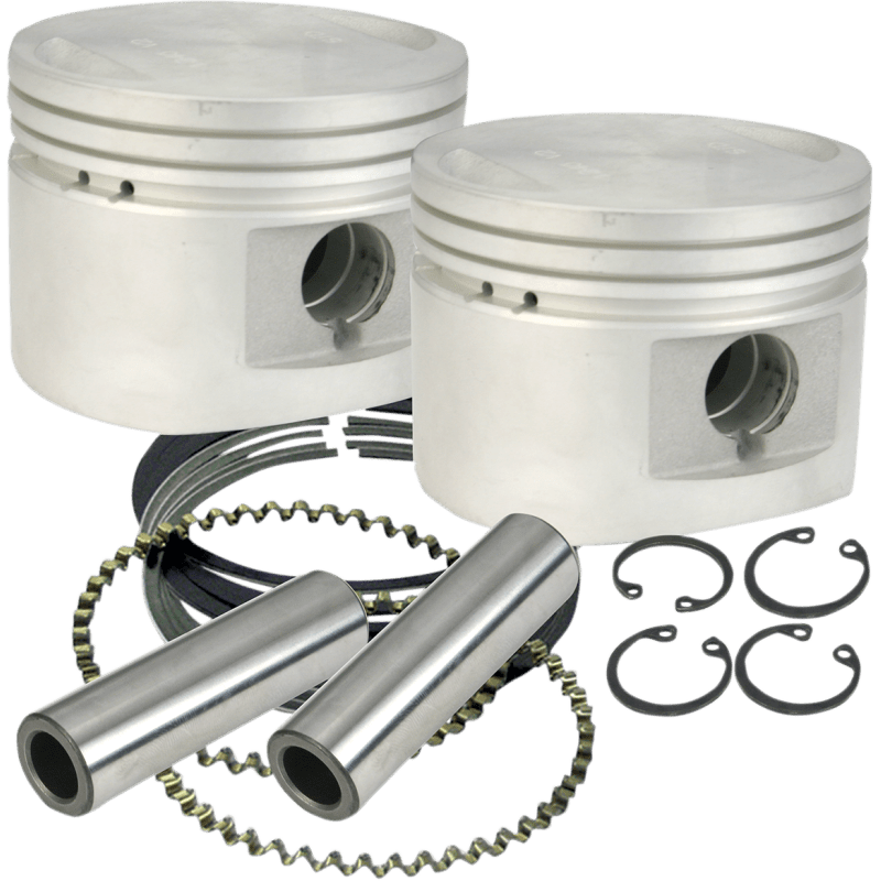 S&S CYCLE PISTON, SET, 3 - 1/2", +.010, 80", FD, .792" WP, CAST,1984 - '99 - Driven Powersports Inc.920 - 0026