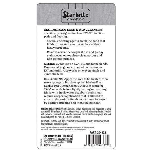 STARBRITE DECK CLEANER FOAM 32OZ (204932C) - DRIVEN Canada's Powersports 071247989250204932C