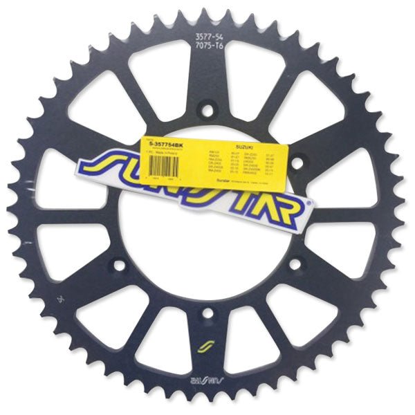 SUNSTAR SPROCKETS WORKS TRIPLESTAR ALUMINUM REAR SPROCKET (5 - 357754BK) - DRIVEN Canada's Powersports 8400191093455 - 357754BK