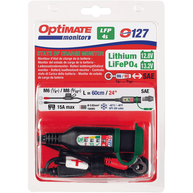 TECMATE 4 - LED MONITOR 1/4"/M6 SAE (LITHIUM) (O - 127) - DRIVEN Canada's Powersports 5425006144278O - 127